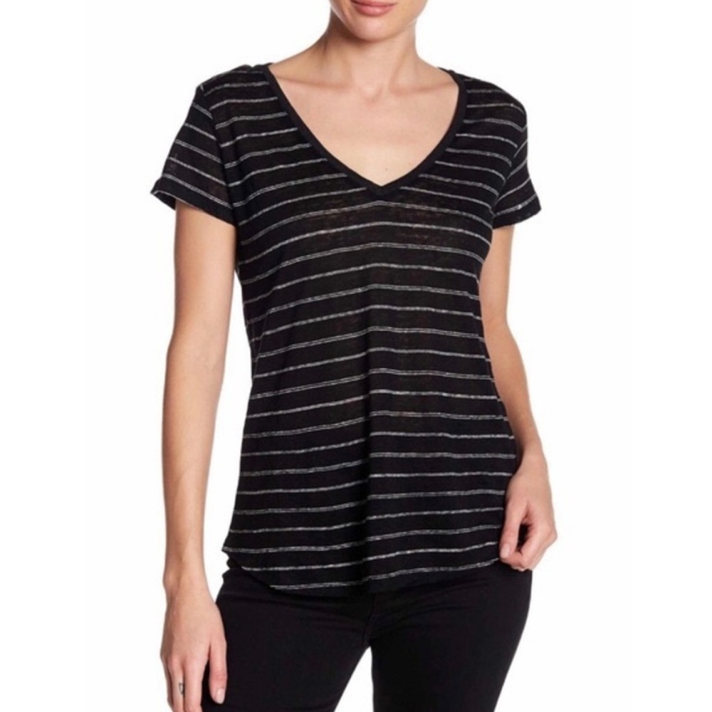 Paige Lynnea Striped Linen Tee Women’s Size XS